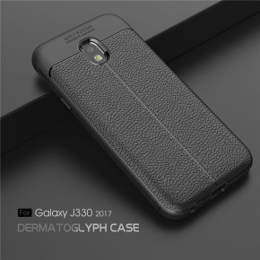 Луксозен силиконов гръб ТПУ кожа дизайн за Samsung Galaxy J3 2017 J330F черен